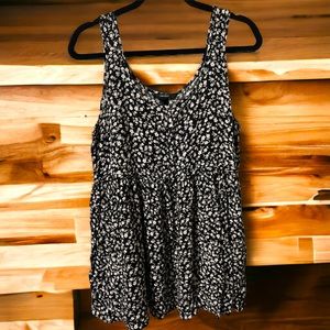 Forever 21 Babydoll Black & Creme Flower Dress